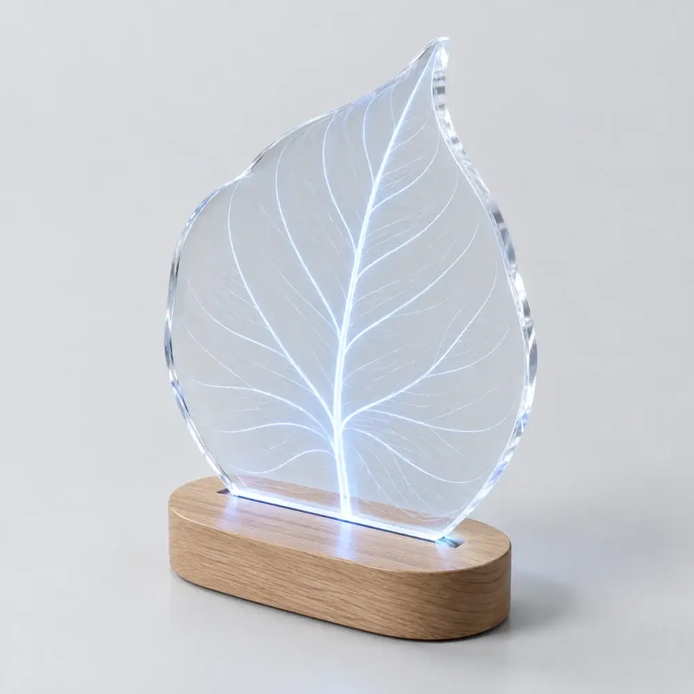 Lámpara de silueta orgánica · Propuesta visual generada con IA; fabricación a validar según proyecto.